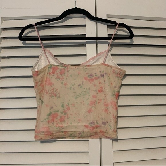 Pink Floral Lacey Watercolor Pastel Sweetheart Cami size Small - Picture 4 of 6